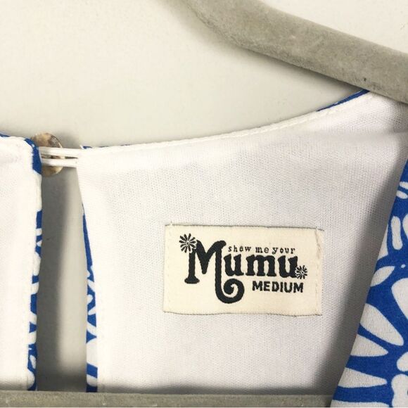 SHOW ME YOUR MUMU | Riri Blue & White Romper Mykonos Print Women’s Size Medium - Picture 5 of 9